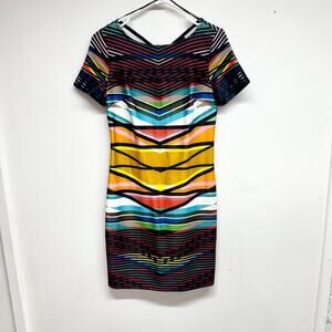 Maia Womens Multicolor Zip Up Mini Short Sleeve Dress Size 4